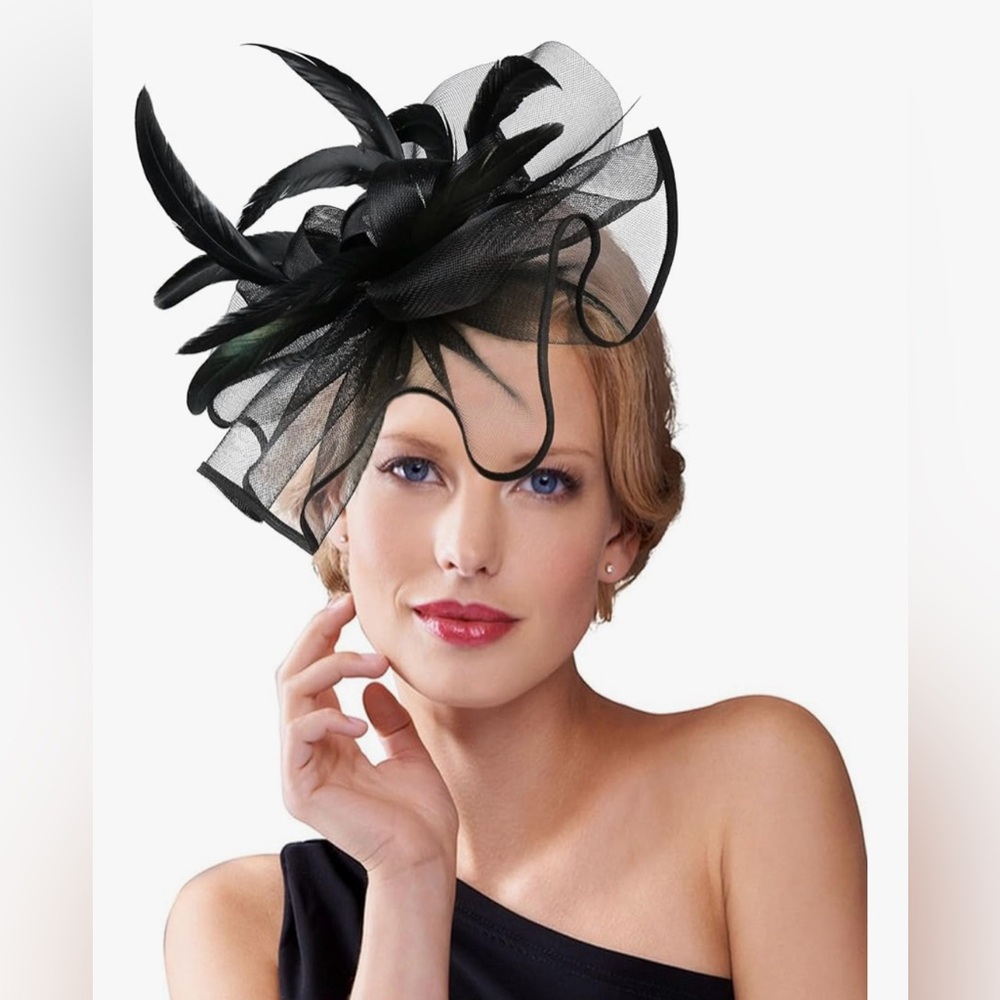 Elegant Black Fascinator Hat with Clip